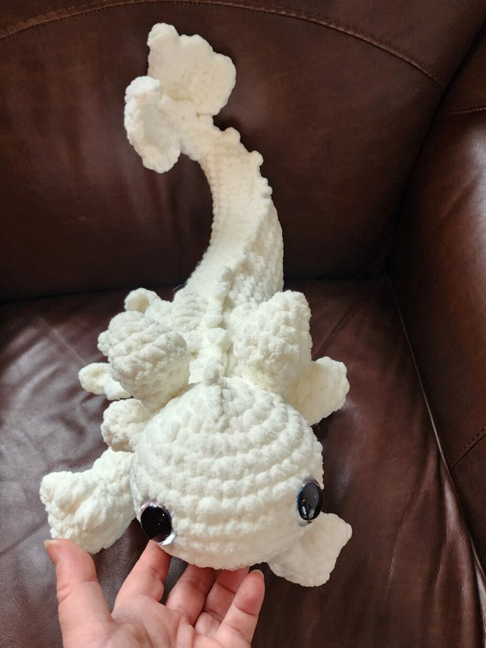 White Playful Dragon - Handmade Crochet Plushie